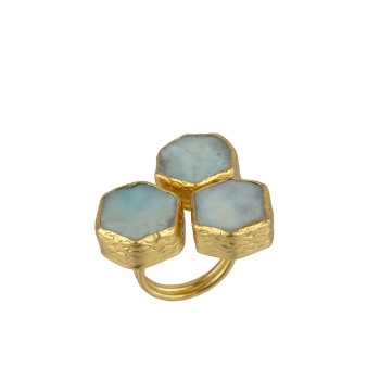 Ring aus Messing, vergoldet, Chalcedon spezial